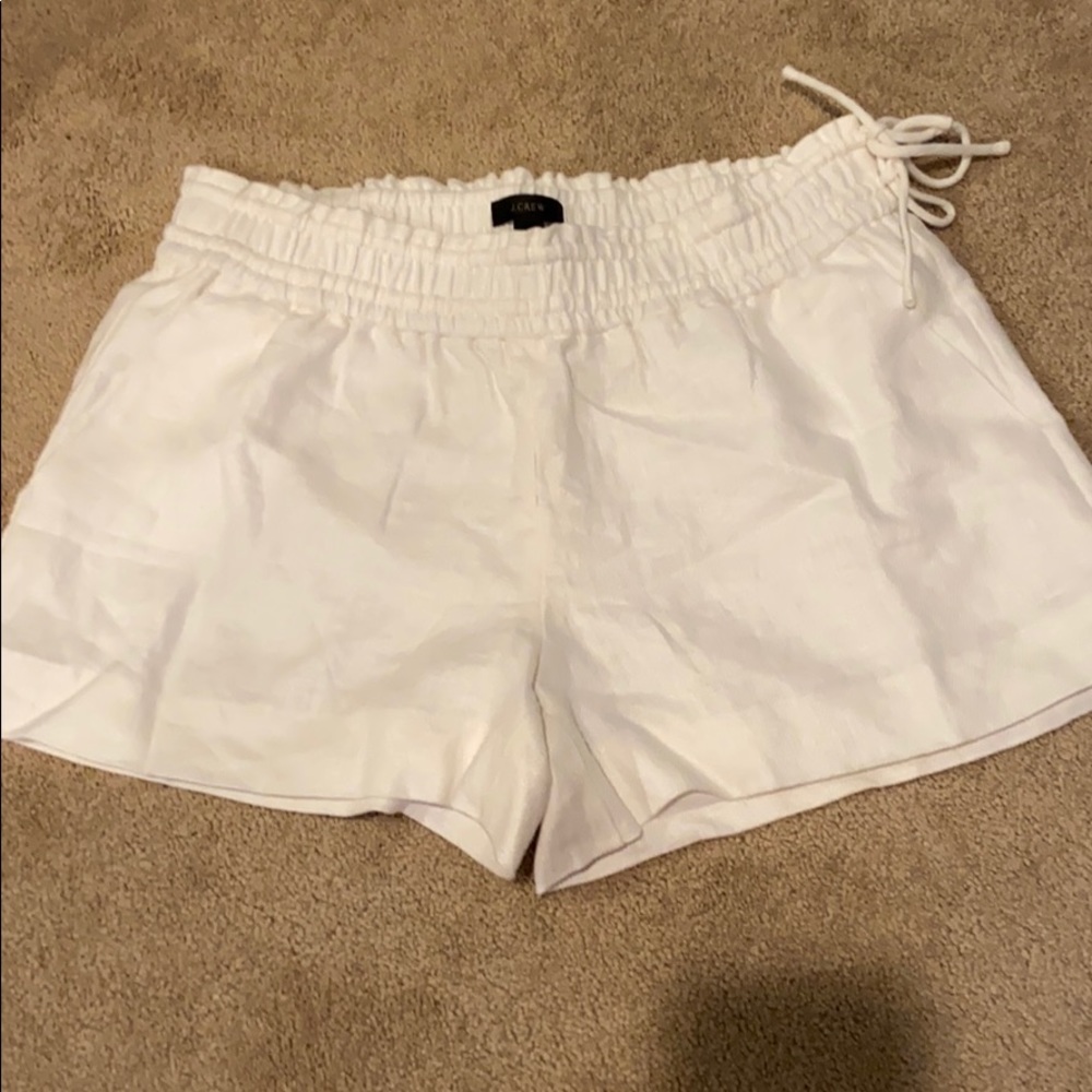 White linen shorts